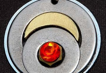 NECKLACE SUN MOON, Stainless Steel, Brass, Swarovski Crystals,