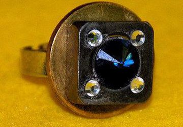 RING STAINLESS Steel, Brass and Swarovski Crystals