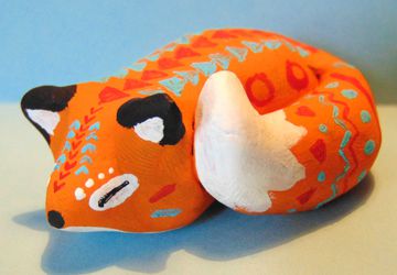 Tribal Fox Figure - Polymer Clay