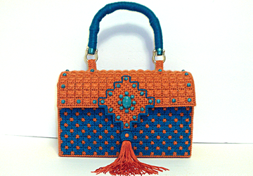 Turquoise and Terra-Cotta Handbag