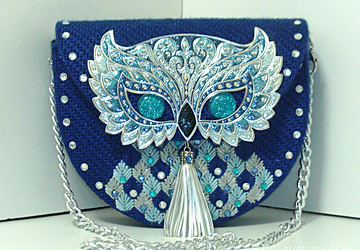 Royal Blue and Sliver large jeweled Owl Handbag