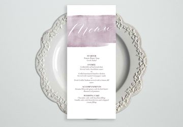 Watercolor Purple Wedding Menu Template, Wedding Menu Cards, Wedding Menu Sign
