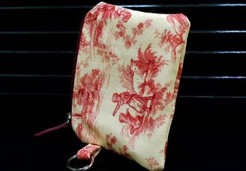 SOLD - Key Fob Wallet, Small Wallet, Minimalist Fabric Wallet, Pink Small Pouch, Keychain Wallet Pouch, Keychain Card Holder, Earbud Case