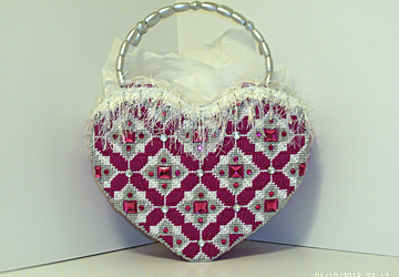 Dark Fuchsia Jeweled Heart shaped Tote bag