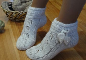 Handmade socks "White Falling Leaves"