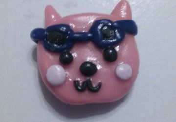 Cat with sunglasses polymer clay magnet