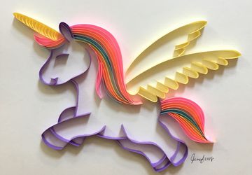 Unicorn art, Unicorn gift, Quilling art, Kid's room decor, Nursery decor, Baby shower gift, Birthday gift, Framed art