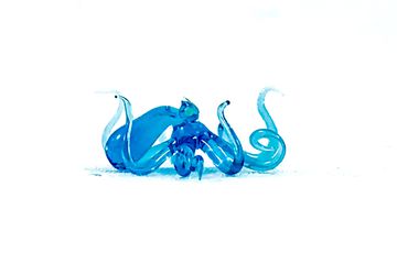 Tiny Blue Crystal Octopus - Borosilicate Glass Sculpture by Rafael Glass
