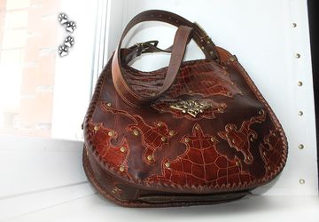 Painted leather handbag