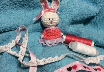 A knitted toy bunny