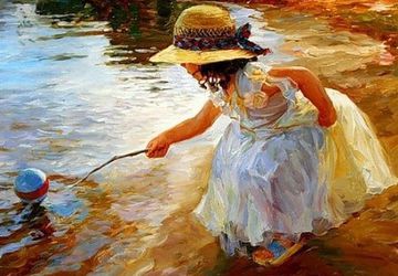 A painting "A girl near the river"