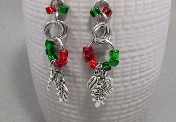 Christmas Chainmail Earrings & Japanese Glass Beads