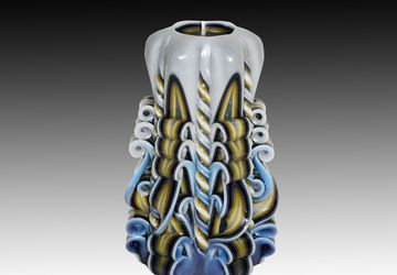 Unique handmade gift candle, Christmas gift candle, Hand Carved candles, Purple candle, 5 inch/ 12cm