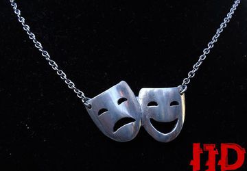 Mask Necklace - Theater Necklace - Woman Necklace - Silver Mask Necklace - Actors Jewelry - Acting Pendant - Theater Masks - Theater Sign