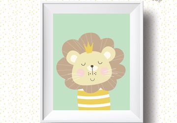 Lion, Playroom print, nursery wall decor, kids poster, nursery print, kids wall art, playroom poster.