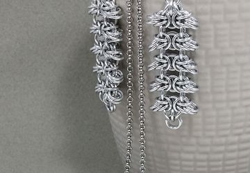 Earrings and Necklace Silver Aluminium Chain Mail Jewelry Set