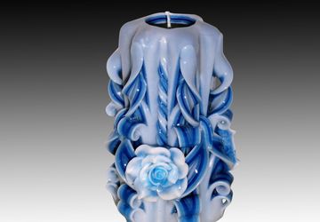 Rose candle - Anniversary gifts - Handmade gift candle - Hand Carved candles -Unusual gifts - Wedding - Blue rose candle - 5 inch/ 12cm