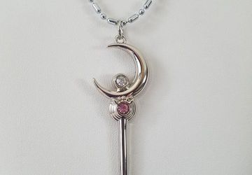 Sailor Moon Silver Wand Necklace/Sailor Moon Cosplay/Sailor Moon Costume/Sailormoon Jewelry/Sailormoon Necklace/Crescent Moon Necklace