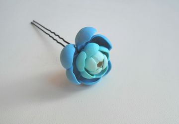 Hairpin with flower (polymer clay)