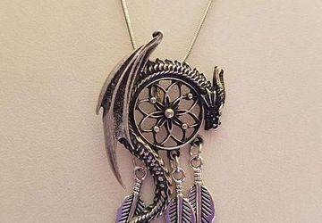 Silver Dragon Dream Catcher Necklace
