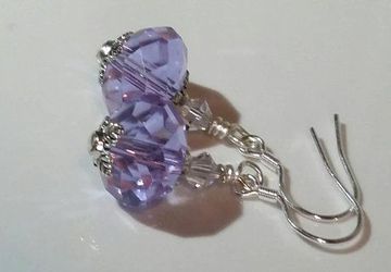 Light Purple Glass Earrings, Purple Earrings, Sterling Silver Earrings, Gifts for Her, Bridal, Dangle Earrings, Handmade Dangle Earrings