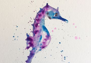 seahorse watercolor