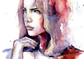 A watercolor painting "She"