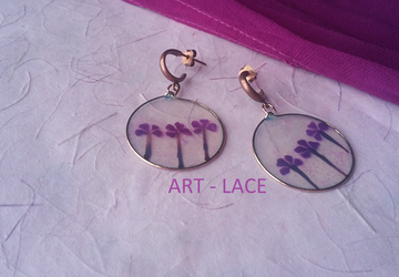 Rustic Copper Hoop Earring for women Dangle wire resin flower Hoop Studs Transparent earring flower Chandelier Hoop Bohemian earring unique