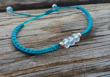Turquoise Minimal Crystal macrame Bracelet