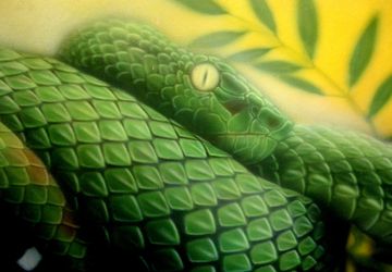 Crocodile - a painting in aerographics without frame