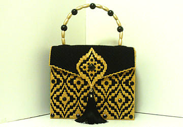 Black & Gold Jeweled Bargello Handbag