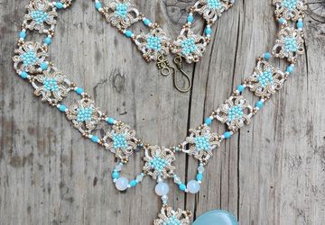 Royal tatting lace long necklace