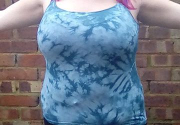 Dark Green Scrunch Tie Dye Vest Top.