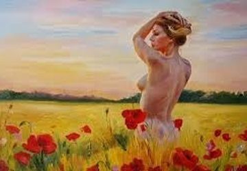 A girl and poppies