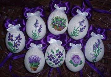 Handmade cross-stitch to Easter