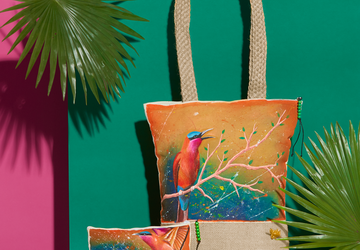 Southern Carmine Hand Painted Tote Bag and Pouch