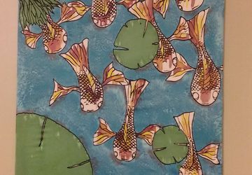 Handmade Koi Fish Painting on Silk 24"X30"