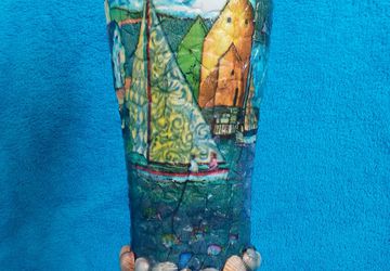 A vase with abstraction (decoupage)