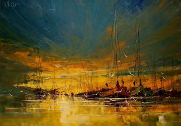 A painting "A sunset at the sea"