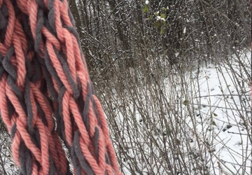 Warm, thick,colorful and fun coral/pink and gray infinity scarf