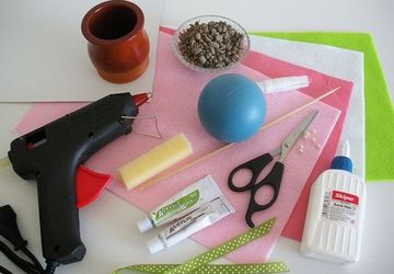Topiary with felt flowers