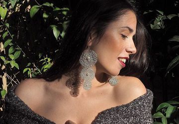 Silver wire crochet earrings