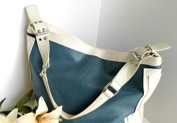 SOLD - Green and Cream Hobo Bag