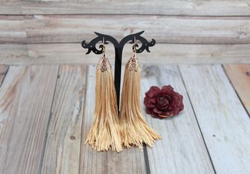 Valentines Day Gift for Her Silk Tassel Earrings Sterling Silver Hook Anniversary Gift Womens Jewelry Swarovski Dangle Earrings