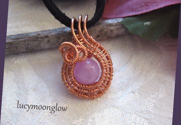 Wire Weave Pink Jade Swirl Pendant