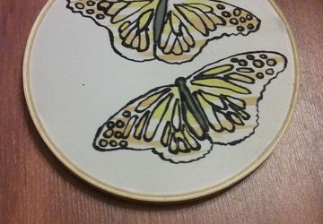 Unique Monarch Butterflies Painted on Silk measuring 6-inches