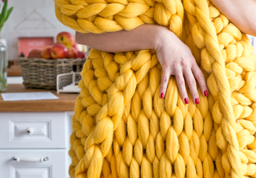 Arm knitted wool blanket, oversized knit