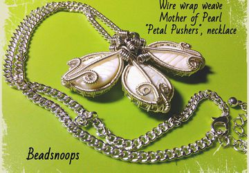 Wire wrap weave, Mother of Pearl, Petal Pushers necklace