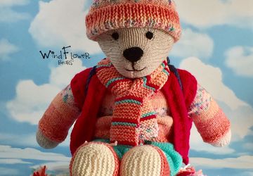 Hand knitted one of a kind teddy bear - Speedwell