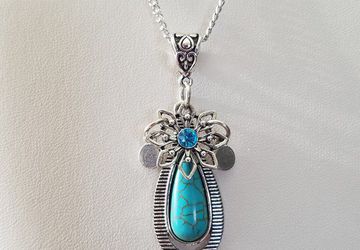Turquoise Pendant /Turquoise Necklace /Snowflake Necklace/Bohemian Pendant/Bohemian Necklace/Boho Jewelry/Tribal Necklace
